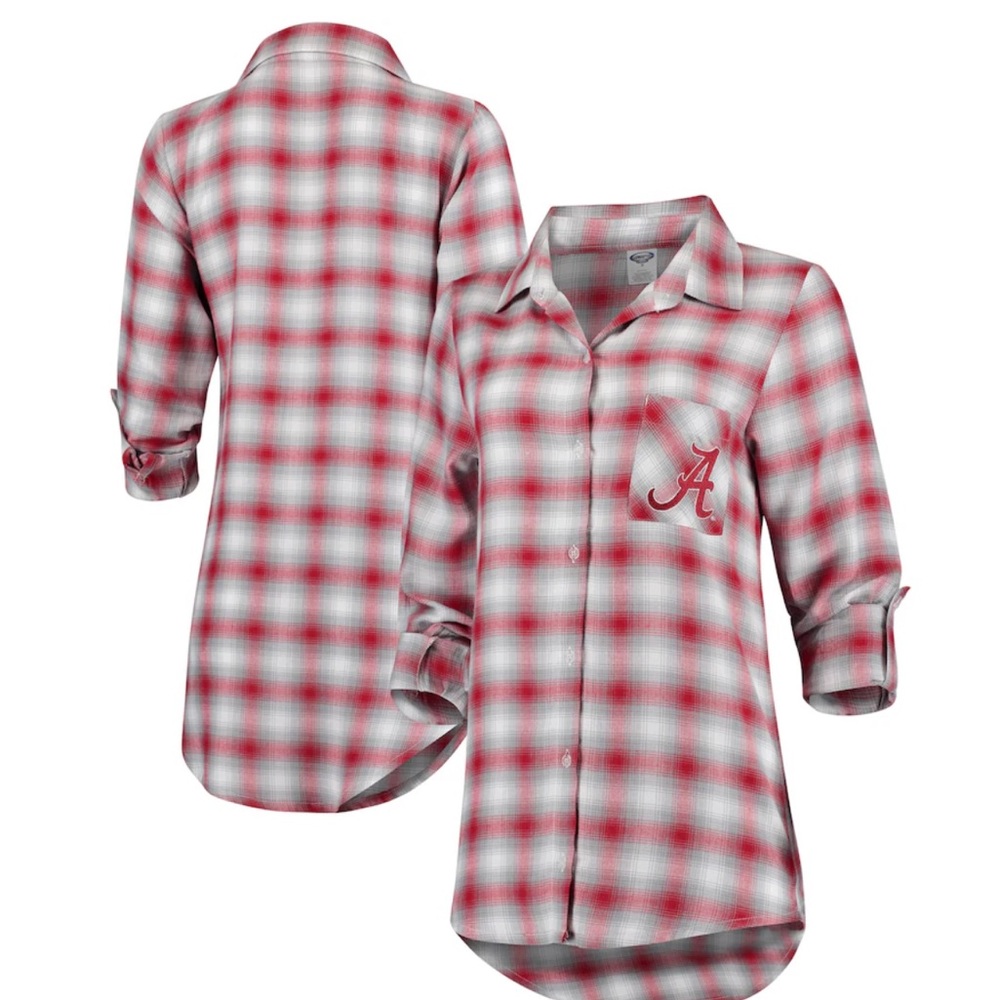 Alabama Crimson Tide Long Sleeve Cardinal/Gray Plaid Button-Up Flannel Shirt